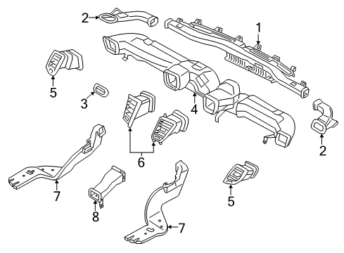 2015 Kia Cadenza Ducts Duct Assembly-Center Air Ventilator Diagram for 974103RAA0