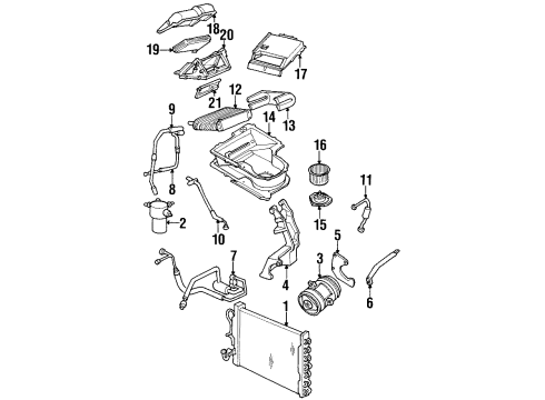 1993 Oldsmobile Silhouette Blower Motor & Fan Hose Asm-A/C Compressor & Condenser Diagram for 10226877