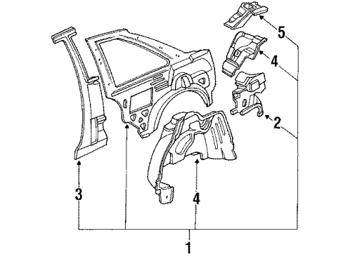 1988 Acura Legend Inner Components - Quarter Panel Wheelhouse, Right Rear Diagram for 64330-SG0-A00ZZ