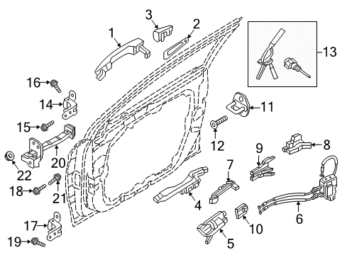 2017 Hyundai Sonata Front Door - Lock & Hardware Base Assembly-Front Door Outside Handle LH Diagram for 82655-C1000