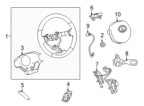 2011 Lexus CT200h Cruise Control System Switch Assembly, Steering Diagram for 84250-76030-B3