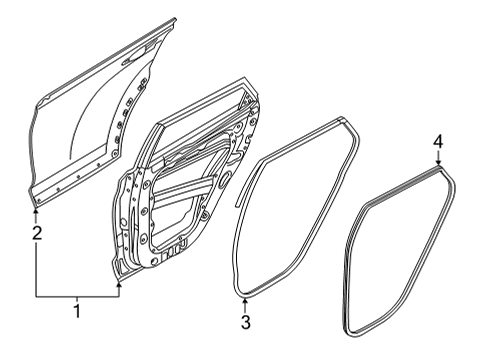 2022 Hyundai Tucson Door & Components W/STRIP ASSY-RR DR SIDE RH Diagram for 83140-CW000