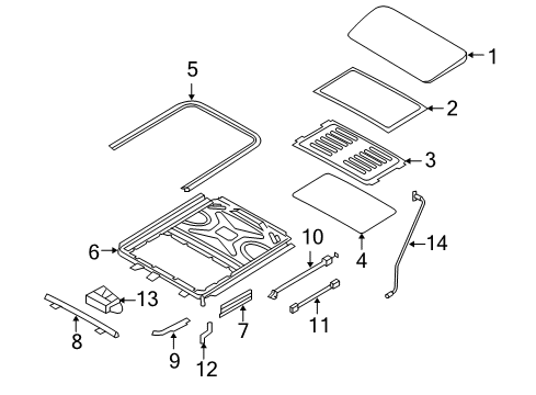 2012 BMW X6 Sunroof Sliding Roof Frame Diagram for 54107189245