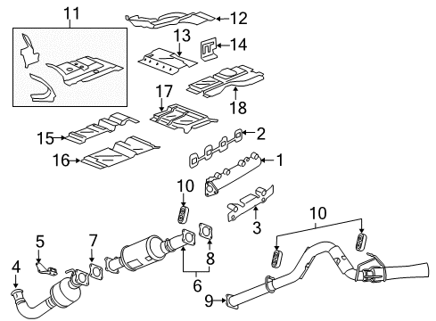 2014 Chevrolet Express 2500 Exhaust Components, Exhaust Manifold Front Shield Diagram for 25830062