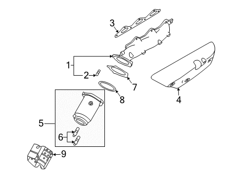 2003 Kia Sorento Exhaust Manifold Exhaust Manifold Assembly, Left Diagram for 2851039880