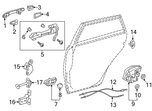 2019 Toyota Corolla Rear Door Lock Cable Diagram for 69770-12290