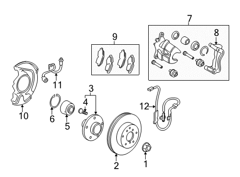 2019 Toyota Corolla Front Brakes Caliper Assembly Diagram for 47750-12B10
