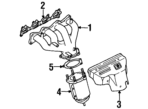 2002 Kia Sportage Exhaust Manifold Gasket Assembly-Cat Diagram for 0K08A20520