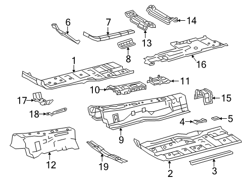 2018 Lexus LS500 Floor & Rails Panel, Front Floor, Center Diagram for 58113-50921