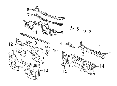 2007 Dodge Charger Cowl Screen-COWL Top Diagram for 4805834AD