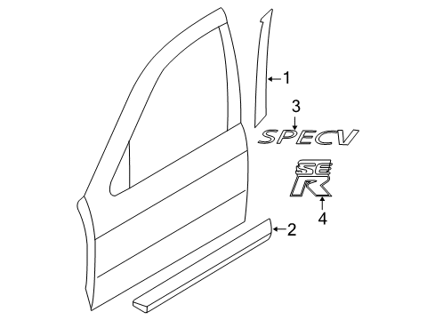 2003 Nissan Sentra Exterior Trim - Front Door Tape-Front Door Outside, RH Diagram for 80812-4Z000