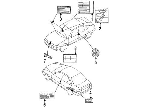 1999 Nissan Sentra Information Labels Label Air Con Diagram for 27090-F4300