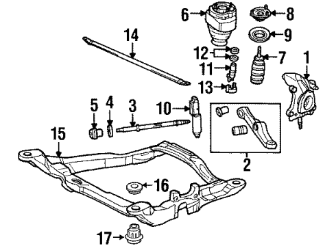 2002 Lincoln Continental Front Suspension Components, Lower Control Arm, Stabilizer Bar Strut Diagram for 1F3Z-5W310-A