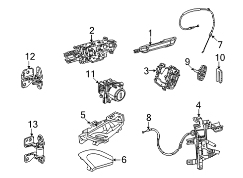2022 Jeep Wagoneer Lock & Hardware CABLE-INSIDE HANDLE Diagram for 68565735AA