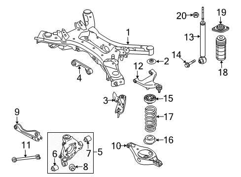 2016 Infiniti QX60 Rear Suspension Components, Lower Control Arm, Upper Control Arm, Ride Control, Stabilizer Bar Bush-Radius Diagram for 55148-3JA0A