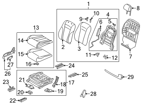 2019 Kia K900 Passenger Seat Components CUSHION ASSY-FR SEAT Diagram for 88200J6140RJ7