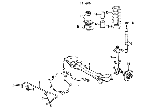1994 BMW 740i Front Suspension, Lower Control Arm, Stabilizer Bar, Suspension Components Rod With Air Guide Left Diagram for 31351139141