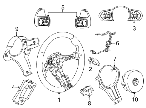 2015 BMW 535d Steering Column & Wheel, Steering Gear & Linkage Steering Wheel Electronics Control Unit Diagram for 61319218381
