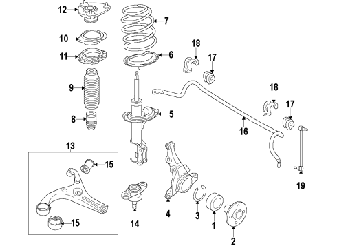 2014 Kia Forte Koup Front Suspension Components, Lower Control Arm, Stabilizer Bar Link-Stabilizer Diagram for 548300U000