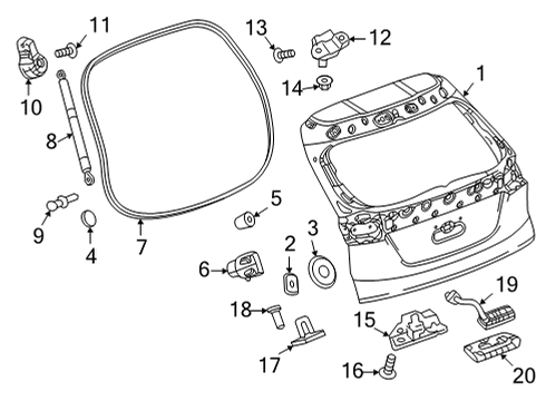 2022 Chevrolet Bolt EUV Gate & Hardware Lift Gate Latch Assembly Diagram for 13515944