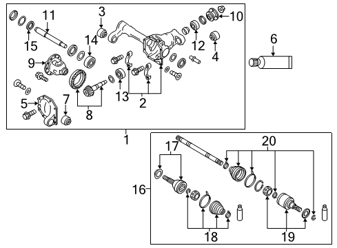 2017 Nissan Armada Carrier & Front Axles Final Drive Assy-Front Diagram for 38500-5ZW1A