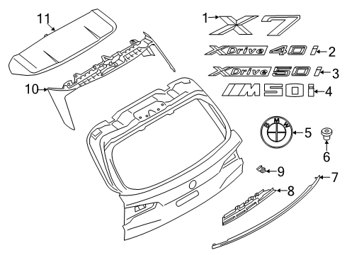 2020 BMW X7 Exterior Trim - Lift Gate TRUNK LID GRIP Diagram for 51137458169