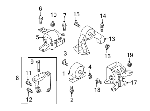 2015 Mitsubishi Outlander Sport Engine & Trans Mounting Nut-HEXAGON FLANGE Diagram for MF434106