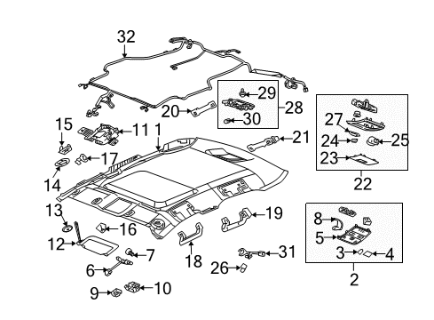 2006 Cadillac STS Interior Trim - Roof Cover Asm, Sunshade *Cashmere Diagram for 89023298