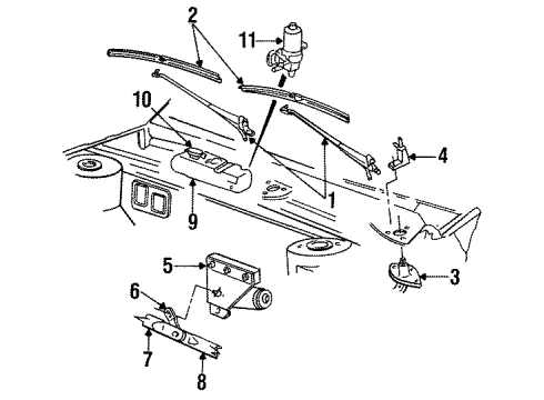 1990 Chrysler New Yorker Wiper & Washer Components Blade Front WIPER System Diagram for 4389200
