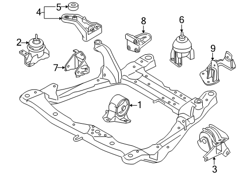 2007 Kia Amanti Engine & Trans Mounting Bracket-Roll Support Diagram for 452163A520