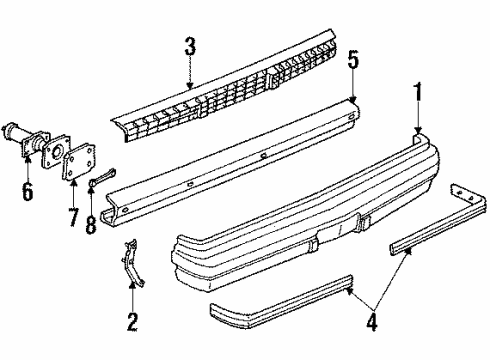 1996 Buick Century Rear Bumper Molding Asm-Rear Bumper Fascia Diagram for 10276458