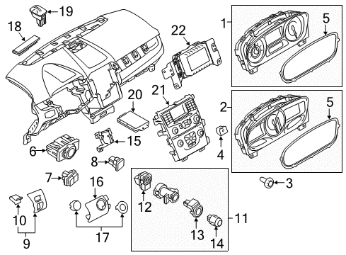 2014 Ford Edge A/C & Heater Control Units Dash Control Unit Diagram for ET4Z-19980-A