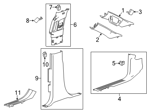 2018 Cadillac Escalade Interior Trim - Pillars, Rocker & Floor Windshield Pillar Trim Diagram for 23483738