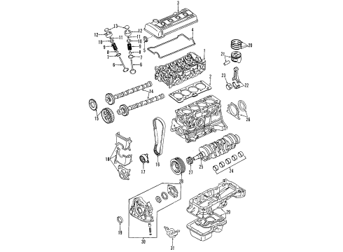 1996 Toyota Celica Engine Parts, Mounts, Cylinder Head & Valves, Camshaft & Timing, Oil Cooler, Oil Pan, Oil Pump, Crankshaft & Bearings, Pistons, Rings & Bearings Front Mount Diagram for 12361-74400