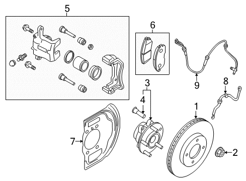 2014 Nissan Rogue Front Brakes Piston-Cylinder Diagram for 41121-4BT0A