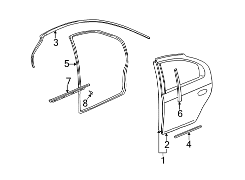 2005 Dodge Neon Rear Door WEATHERSTRIP-SILL Rear Secondary Diagram for 5008719AB