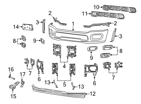 2021 Ram 3500 Bumper & Components - Front Fog Lamp Diagram for 68449381AA