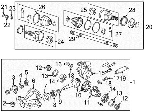 2012 Infiniti M35h Axle & Differential - Rear Bearing-PINION Diagram for 38140-1LB0C