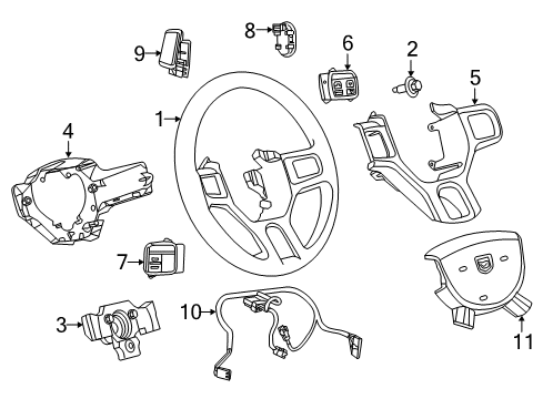 2013 Ram 3500 Steering Column & Wheel, Steering Gear & Linkage, Shroud, Switches & Levers Switch-EVIC Diagram for 56054449AA
