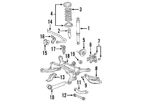 2002 Saturn Vue Rear Axle, Lower Control Arm, Upper Control Arm, Stabilizer Bar, Suspension Components Rear Upper Suspension Control Arm Assembly Diagram for 21990347