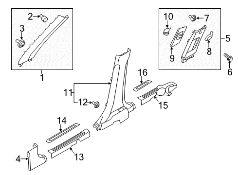 2022 Kia Niro Interior Trim - Pillars Trim-Front Step Plate, L Diagram for 85873G5000WK