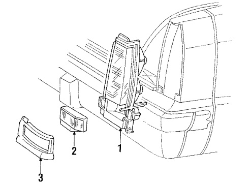 1993 Chrysler New Yorker Tail Lamps Lamp APERT Extension TST/SIG & B Diagram for 5262230