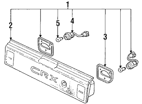 1991 Honda CRX Backup Lamps Garnish, Rear Panel (Crx) Diagram for 33700-SH2-A03