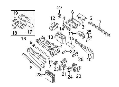 2009 Infiniti QX56 Front Console Hinge Assy-Console Diagram for 96909-ZQ10D