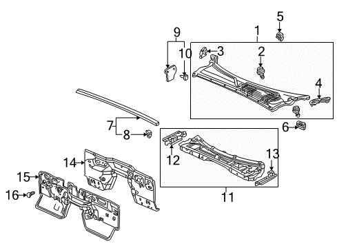 2009 Honda S2000 Cowl Dashboard (Lower) Diagram for 61500-S2A-A01ZZ