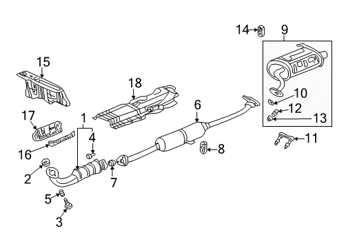 2004 Honda CR-V Exhaust Components Bolt, Flexible Joint Diagram for 18231-S10-003
