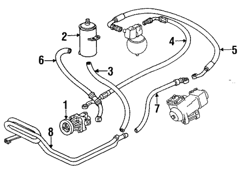 1988 BMW 735i P/S Pump & Hoses, Steering Gear & Linkage Pressure Hose Assembly Diagram for 32411134804
