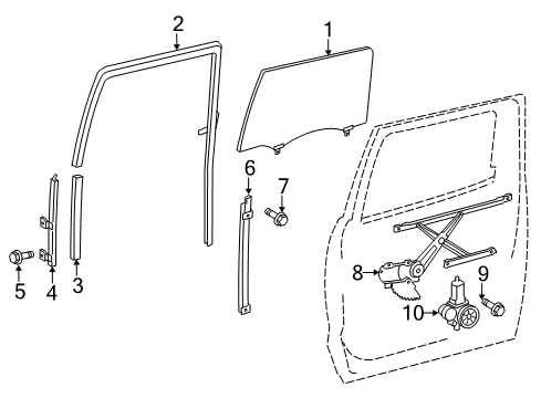 2017 Toyota Tundra Front Door Glass Run Diagram for 68152-0C040