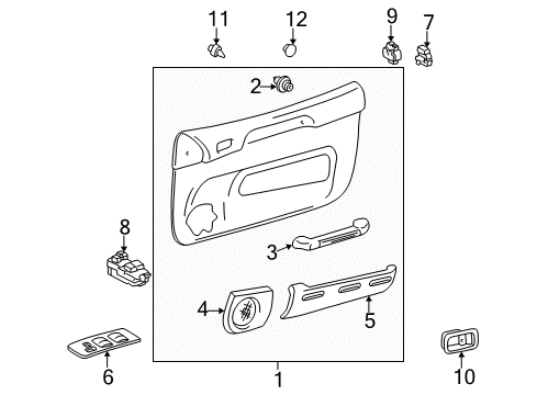 1999 Toyota RAV4 Front Door Handle Bezel Diagram for 69277-22070-B0