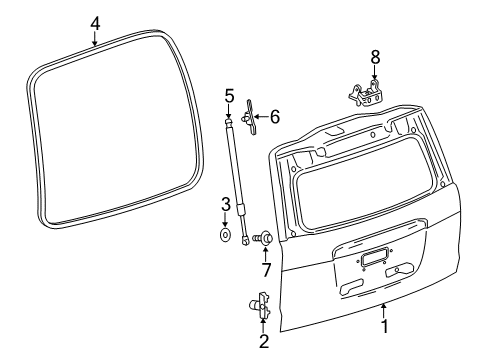 2017 Chevrolet Tahoe Lift Gate Stud, Lift Gate Strut Ball(Body Side) Diagram for 11546505